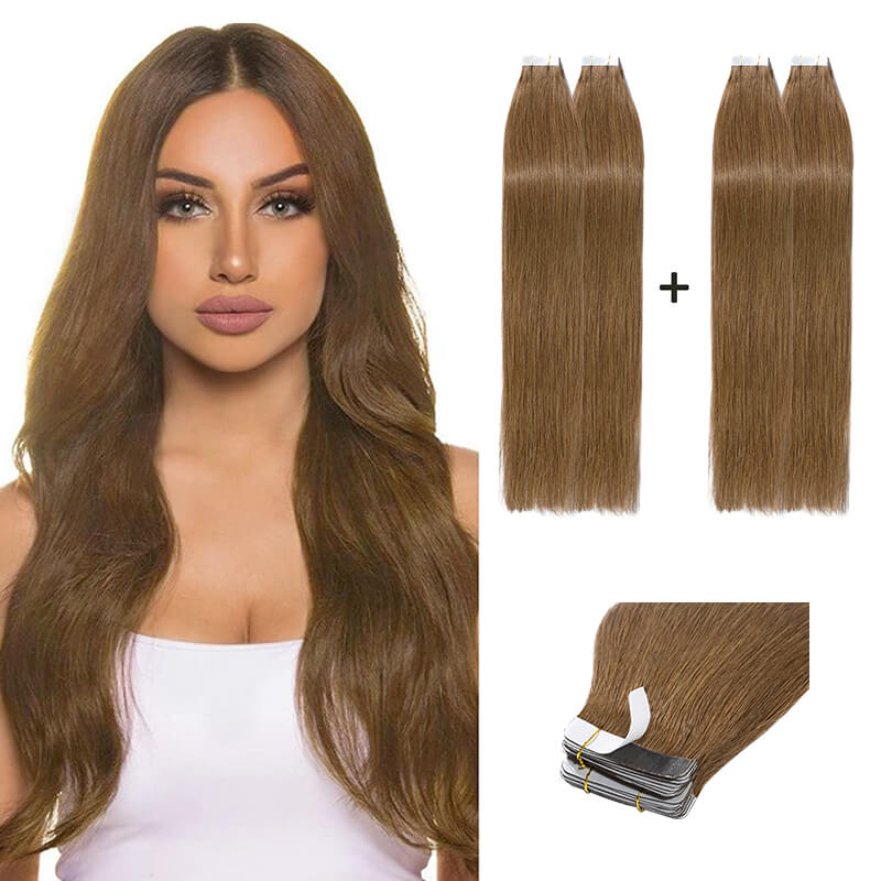 Brown Straight Tape Ins 2 Pack 40pcs Bundle For More Volume E-LITCHI® Hair