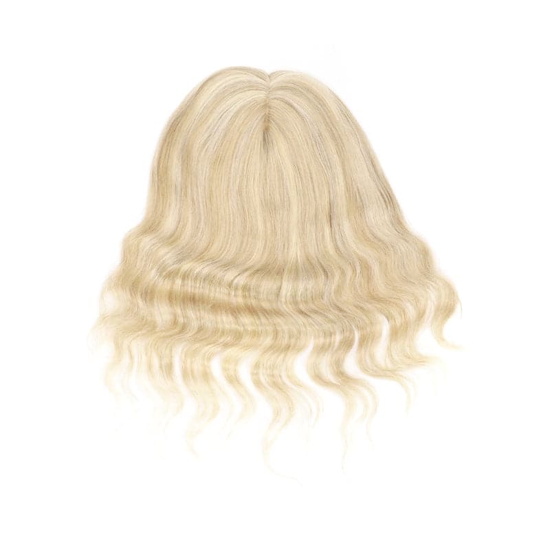Wavy Human Hair Topper Bronde Highlights 13*15cm Silk Base E-LITCHI