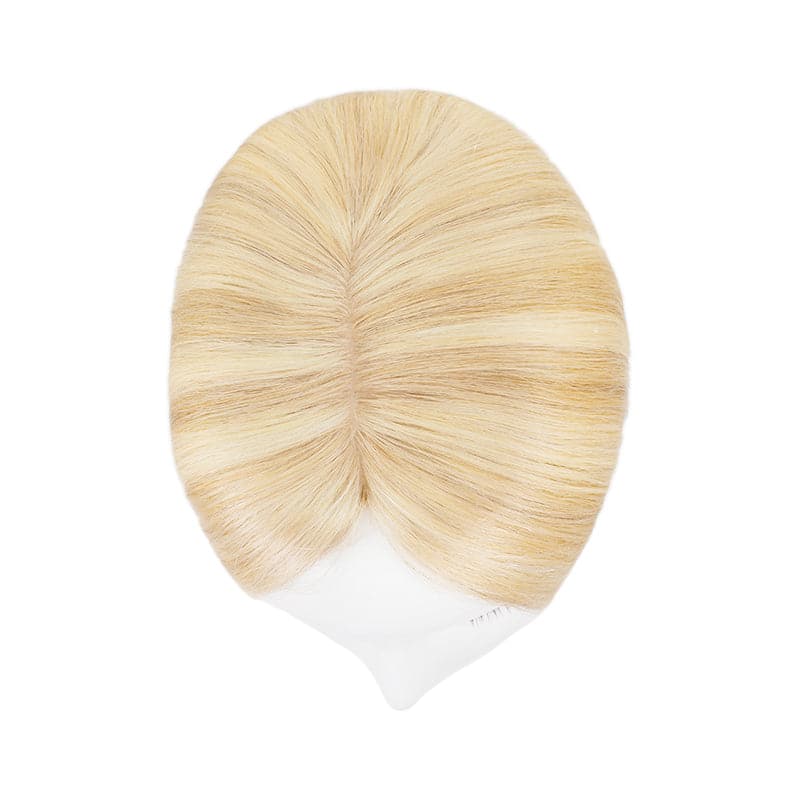 Human Hair Topper For Thinning Hair Blonde Highlights 13*15cm Silk Base E-LITCHI
