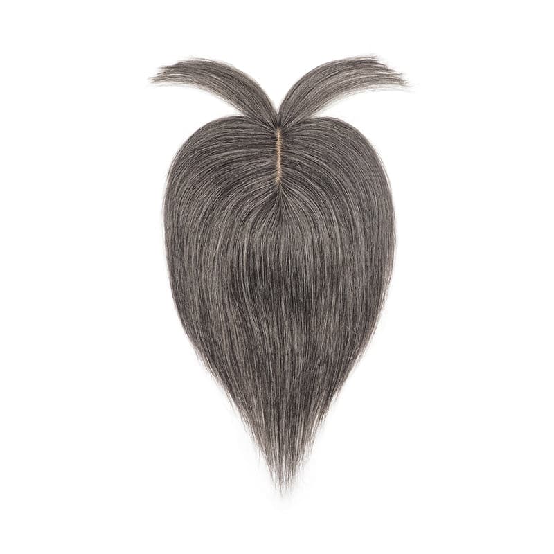 Susan mixed grey human hair topper for thinning crown with silk base