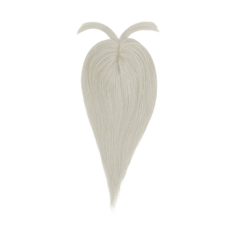 Sandy Grey Human Hair Topper With Bangs For Thinning Hair 13*15cm Silk Base E-LITCHI