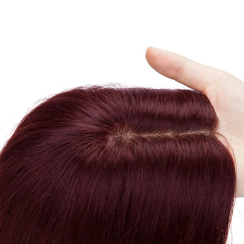 Susan ︳Wine Red Human Hair Topper For Women Thinning Crown 10*12cm Base E-LITCHI