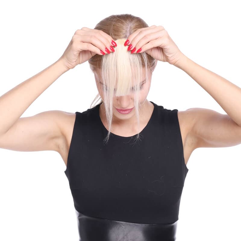 human hair clip in fringe bangs