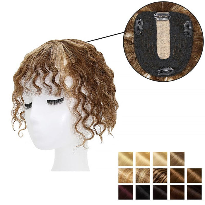 Susan ︳Curly Human Hair Topper With Bang For Thinning Crown 10*12cm All Shades